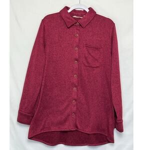 Soft Surroundings Women’s 1X Red Long Sleeve Snap Front Collared Jacket Coat
